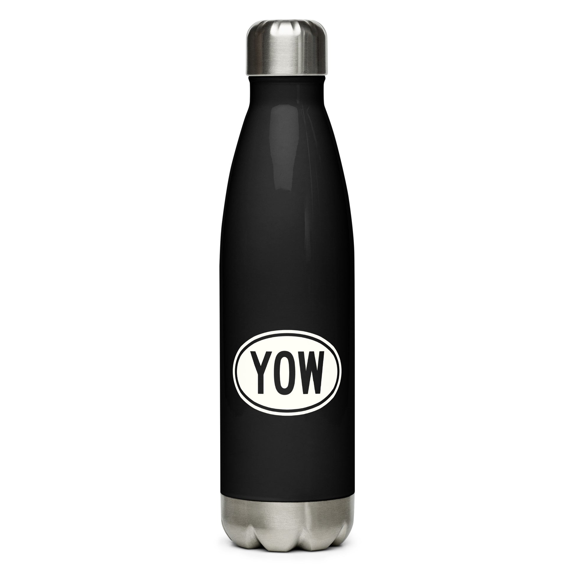 Unique Travel Gift Water Bottle - White Oval • YOW Ottawa • YHM Designs - Image 01