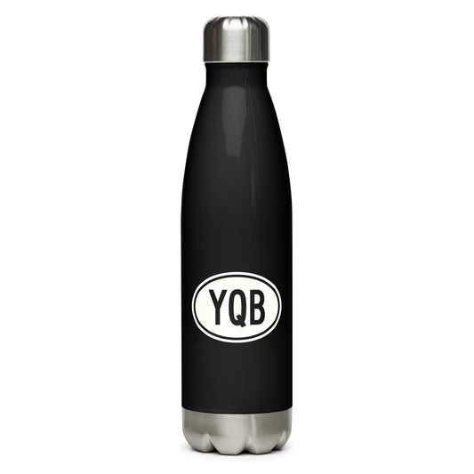 Unique Travel Gift Water Bottle - White Oval • YQB Quebec City • YHM Designs - Image 01