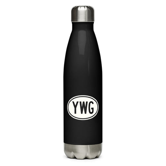 Unique Travel Gift Water Bottle - White Oval • YWG Winnipeg • YHM Designs - Image 01