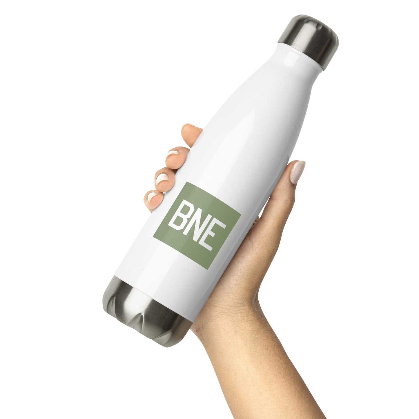 BNE Brisbane Water Bottle • Air Force Lettering in Camouflage Green • YHM Designs - Image 04