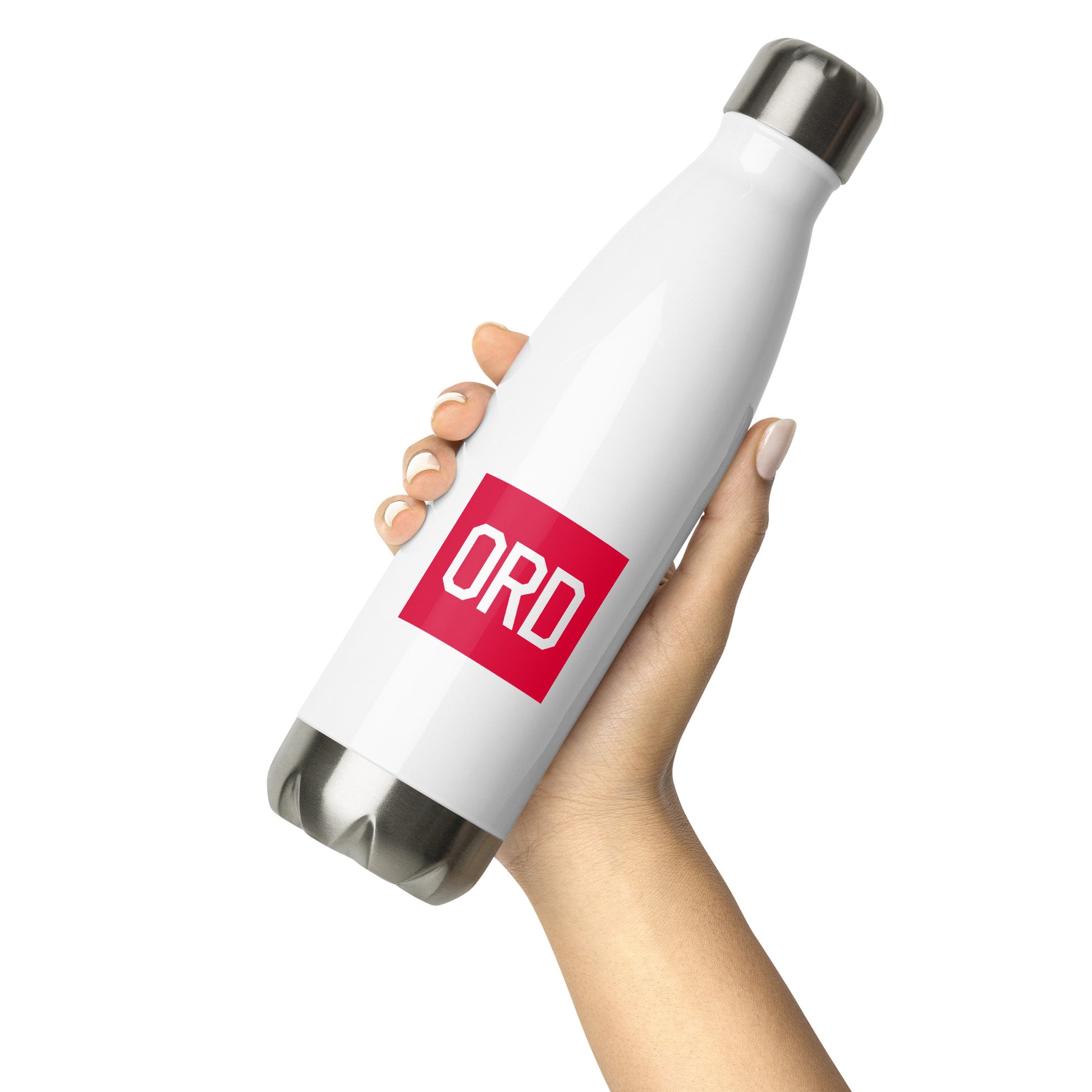 Aviator Gift Water Bottle - Crimson Graphic • ORD Chicago • YHM Designs - Image 04