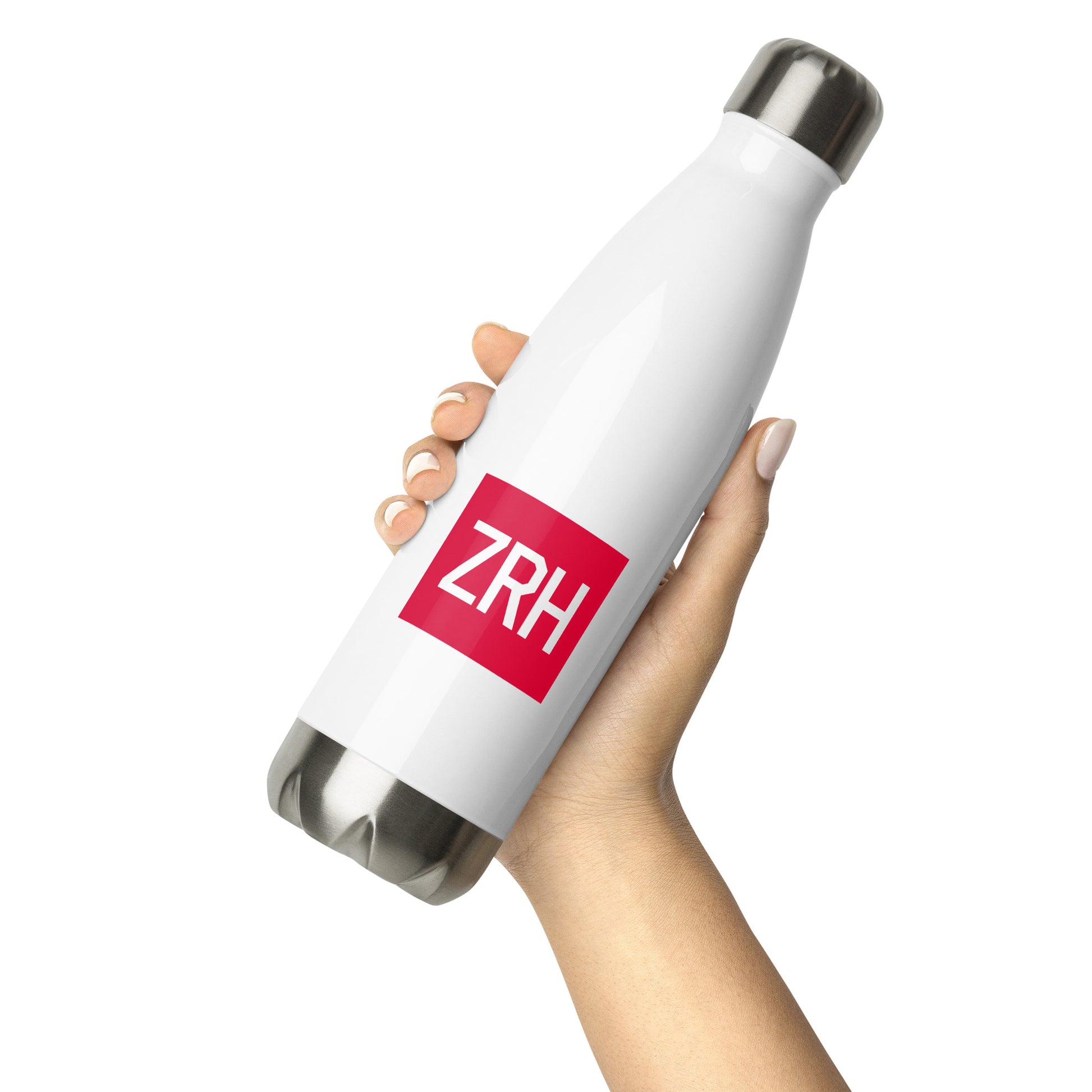 Aviator Gift Water Bottle - Crimson Graphic • ZRH Zurich • YHM Designs - Image 04