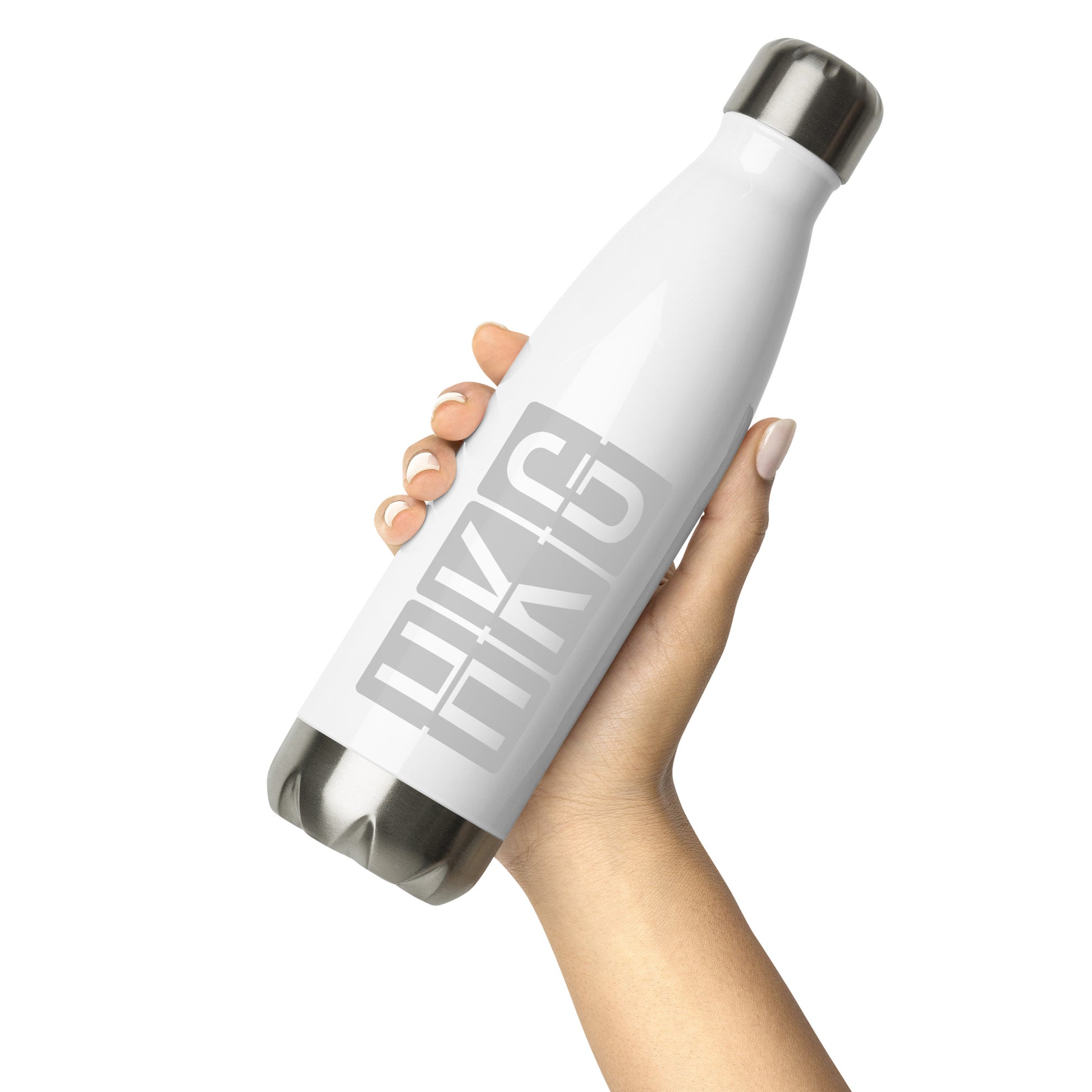 Aviation Avgeek Water Bottle - Grey • HKG Hong Kong • YHM Designs - Image 04