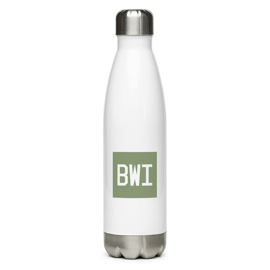 Aviation Gift Water Bottle - Camo Green • BWI Baltimore • YHM Designs - Image 01
