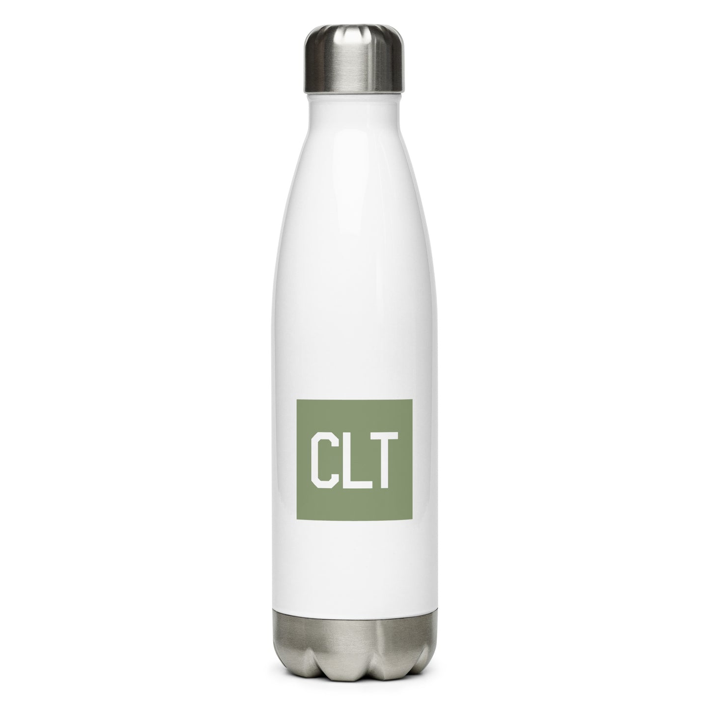 Aviation Gift Water Bottle - Camo Green • CLT Charlotte • YHM Designs - Image 01