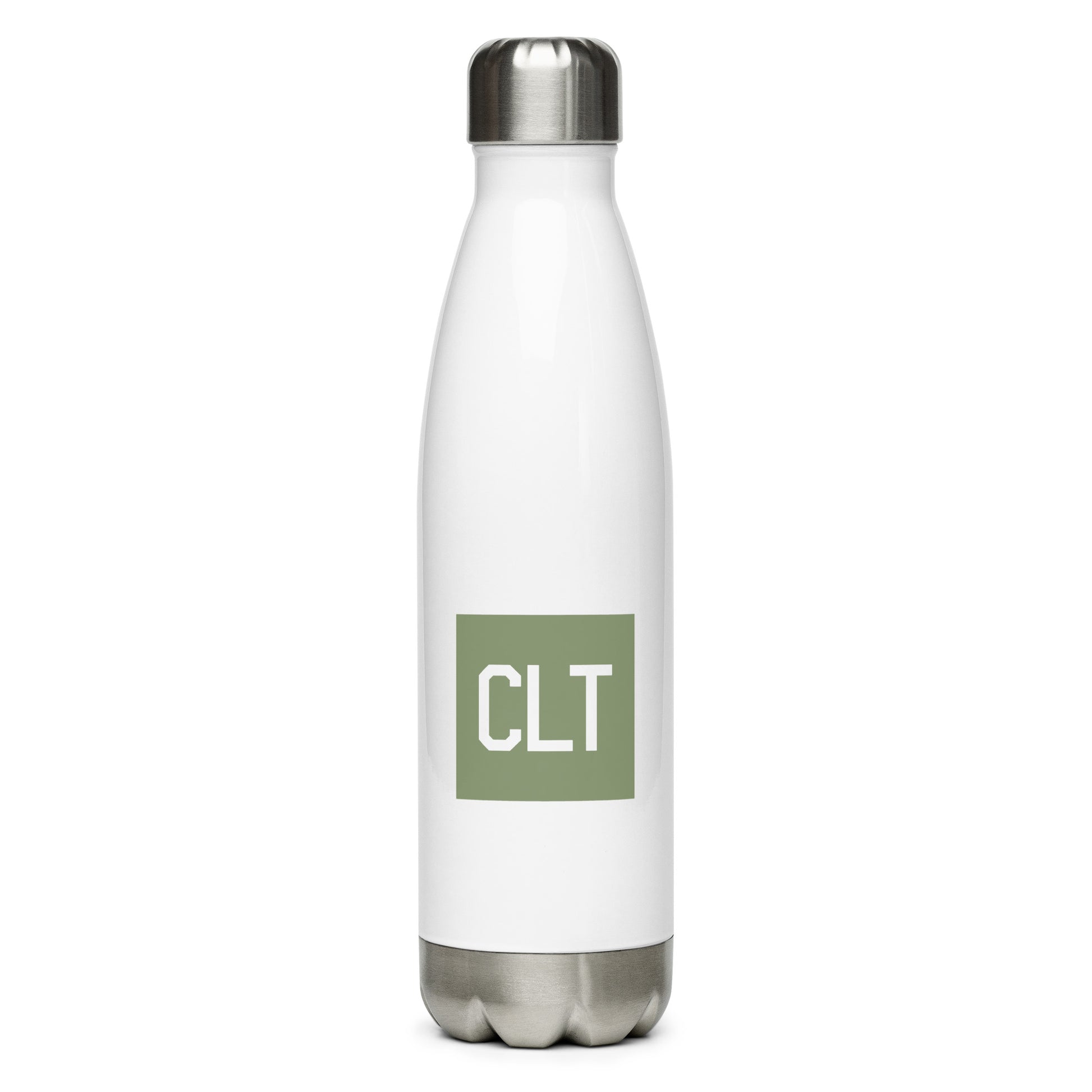 Aviation Gift Water Bottle - Camo Green • CLT Charlotte • YHM Designs - Image 01