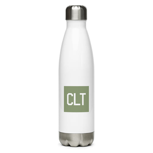 Airport Code Water Bottle - Camo Green • CLT Charlotte • YHM Designs - Image 01