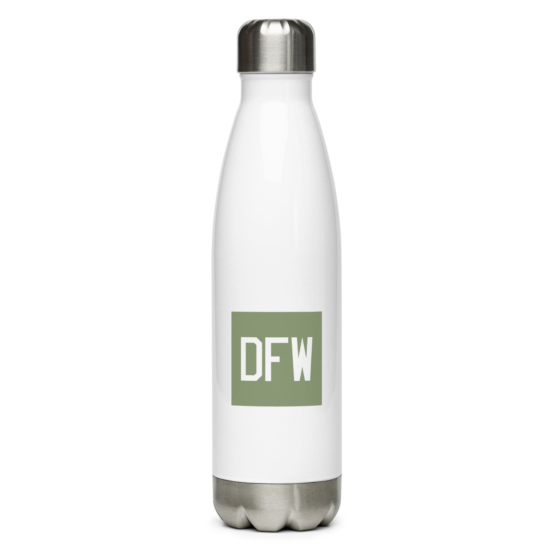 Aviation Gift Water Bottle - Camo Green • DFW Dallas • YHM Designs - Image 01