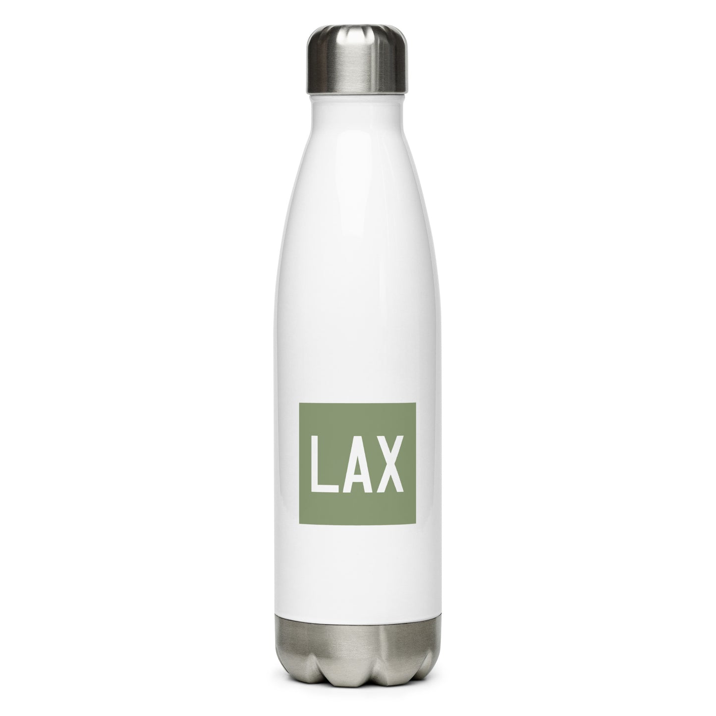 Aviation Gift Water Bottle - Camo Green • LAX Los Angeles • YHM Designs - Image 01