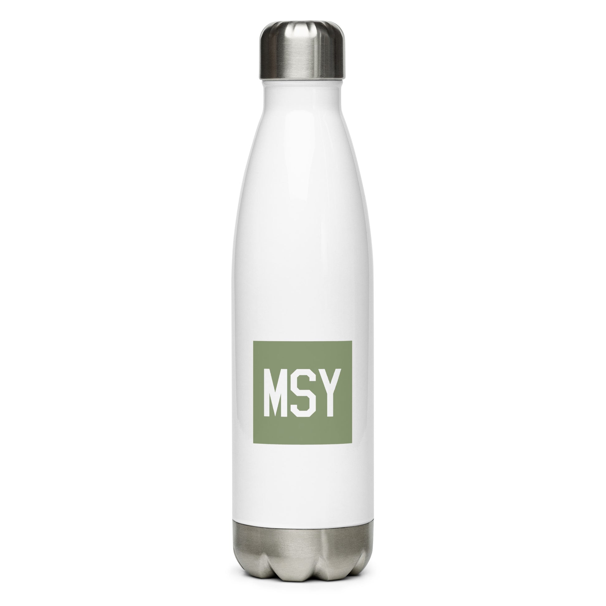 Aviation Gift Water Bottle - Camo Green • MSY New Orleans • YHM Designs - Image 01