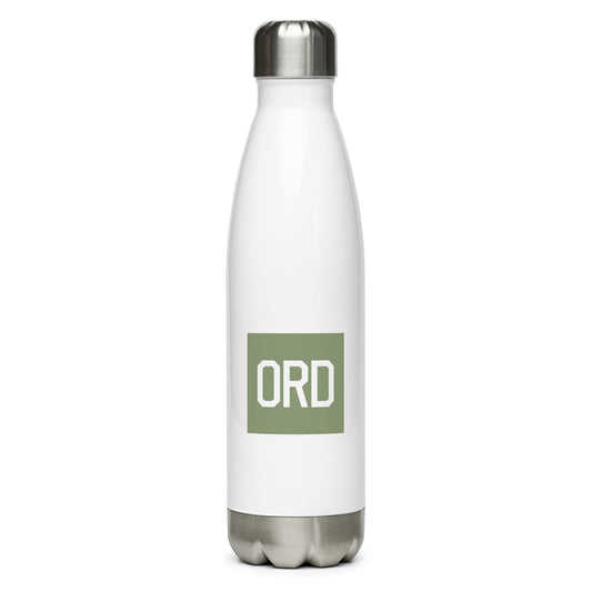 Aviation Gift Water Bottle - Camo Green • ORD Chicago • YHM Designs - Image 01
