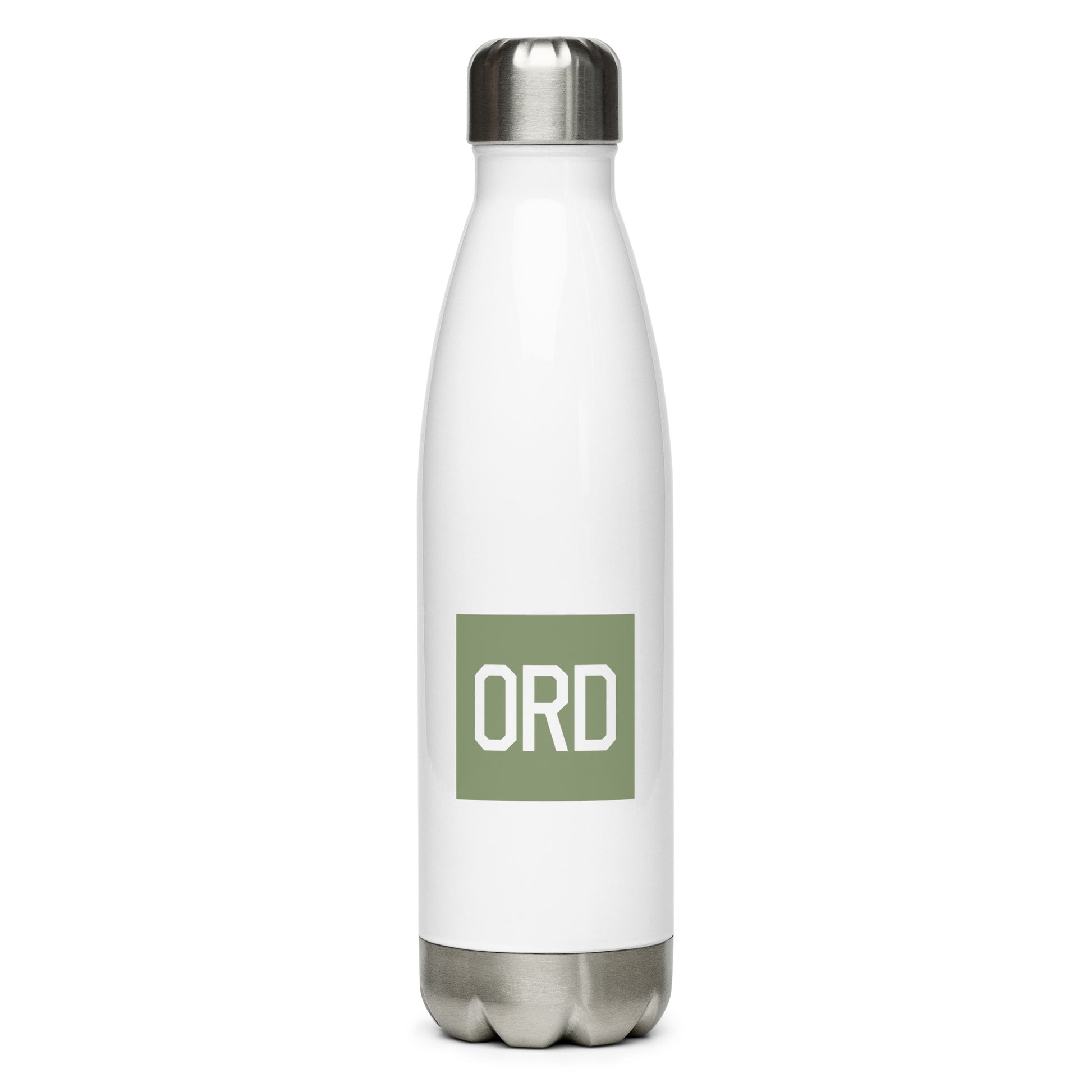Aviation Gift Water Bottle - Camo Green • ORD Chicago • YHM Designs - Image 01