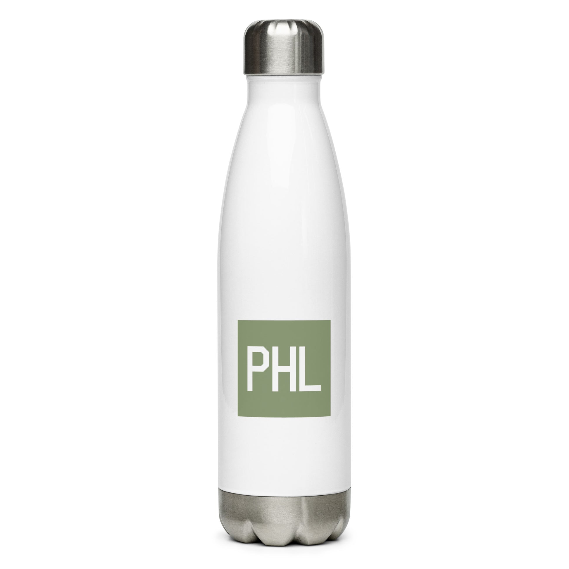 PHL Philadelphia Water Bottle • Air Force Lettering in Camouflage Green • YHM Designs - Image 01