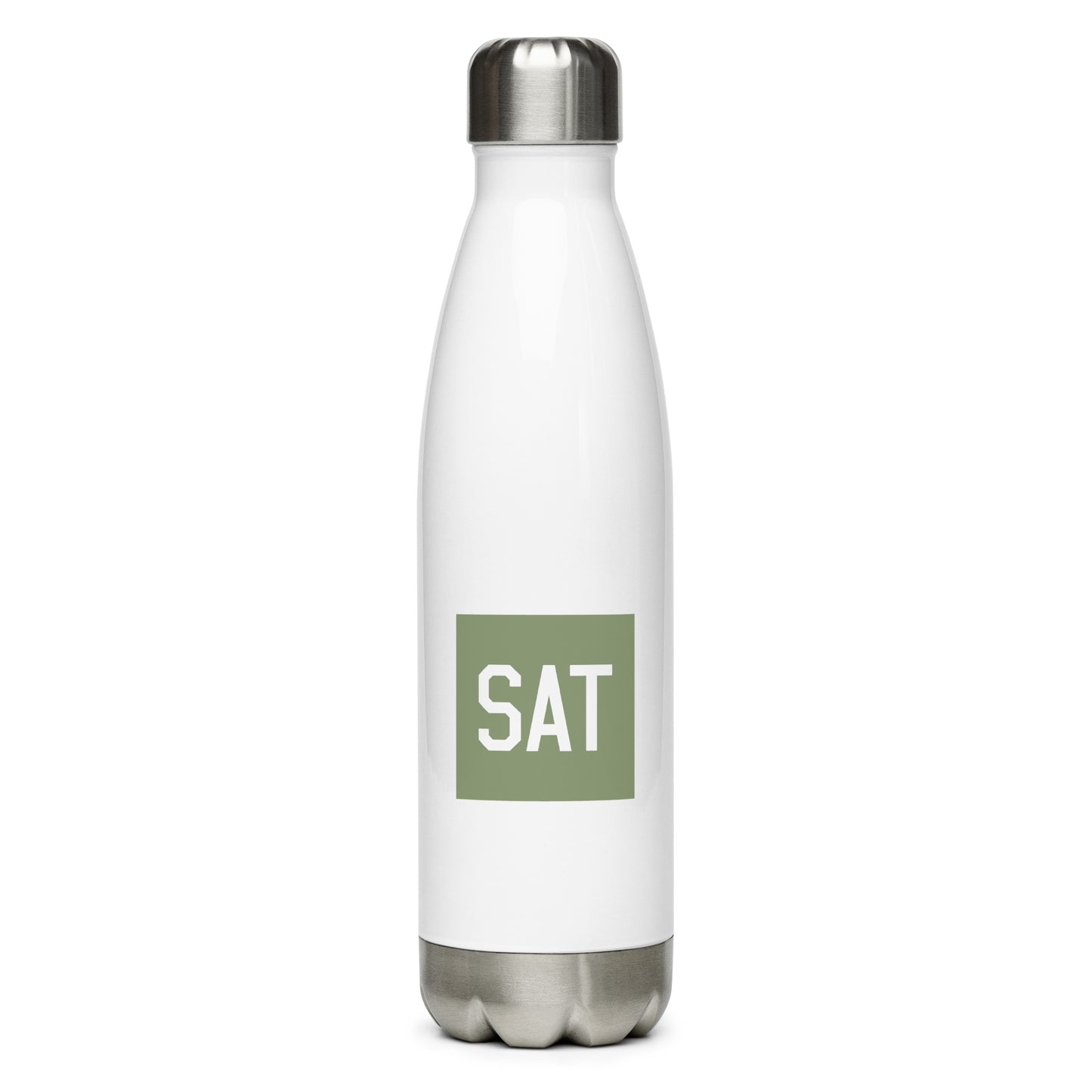 Aviation Gift Water Bottle - Camo Green • SAT San Antonio • YHM Designs - Image 01