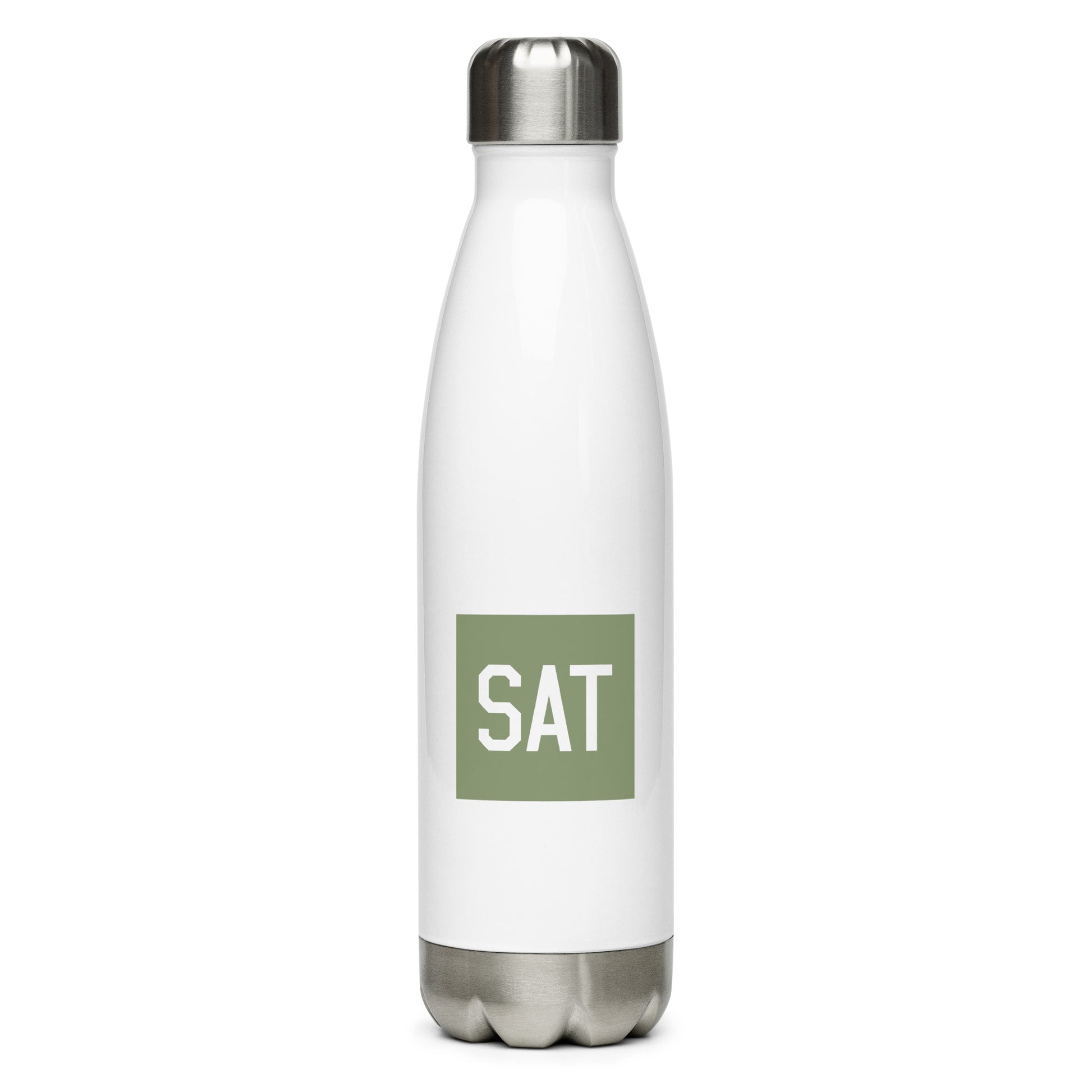 Aviation Gift Water Bottle - Camo Green • SAT San Antonio • YHM Designs - Image 01