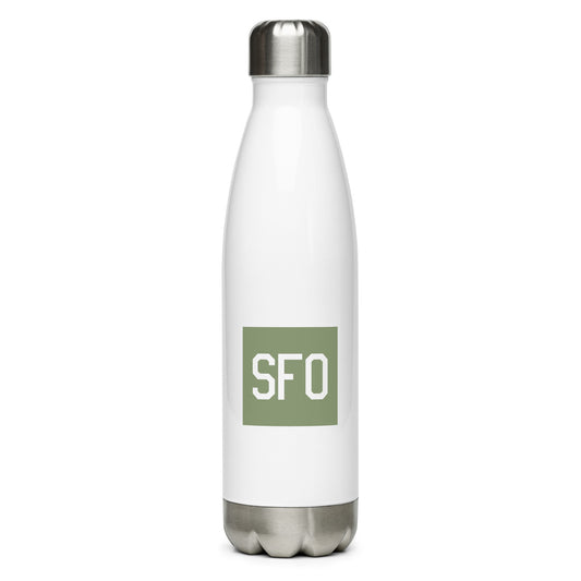 Aviation Gift Water Bottle - Camo Green • SFO San Francisco • YHM Designs - Image 01
