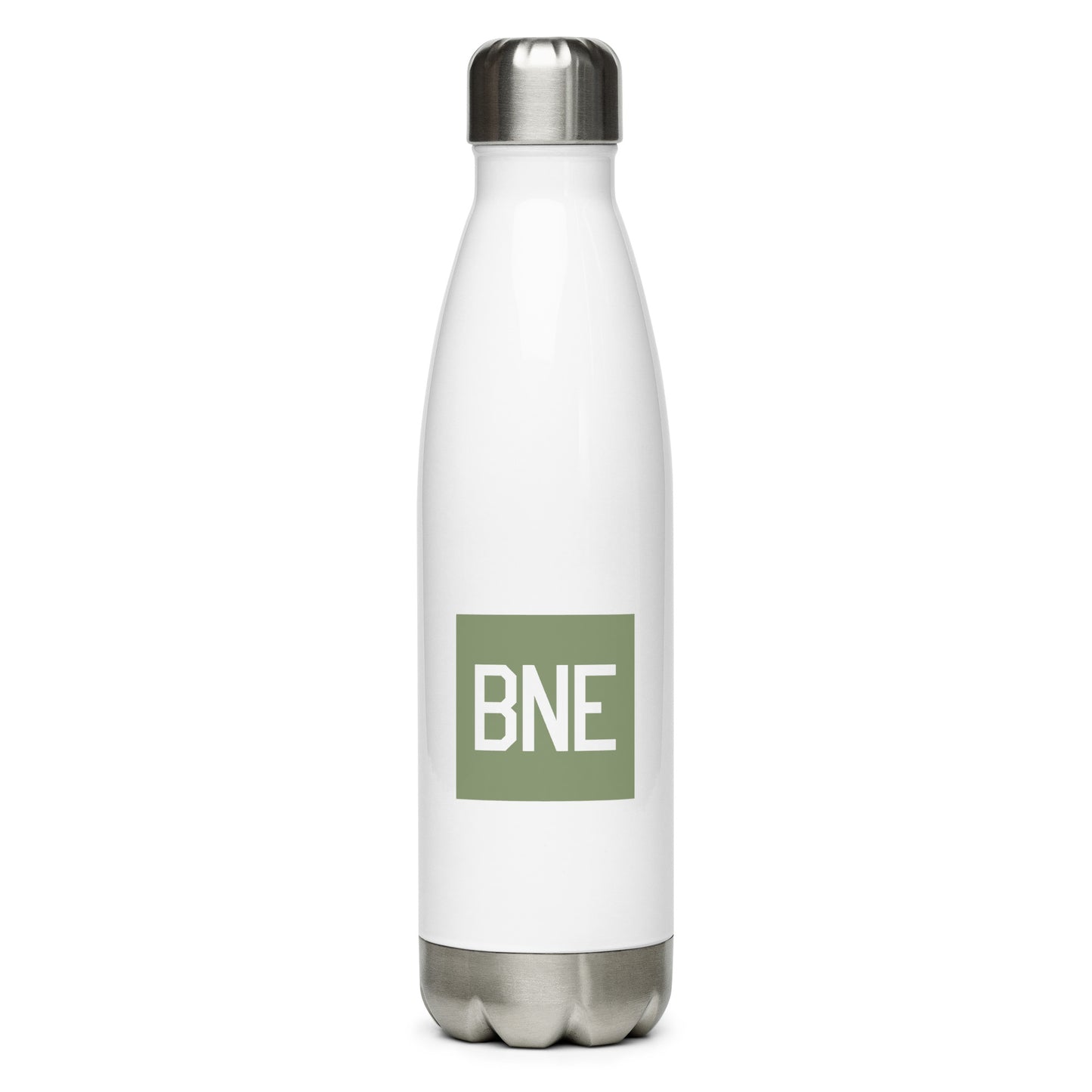 BNE Brisbane Water Bottle • Air Force Lettering in Camouflage Green • YHM Designs - Image 01
