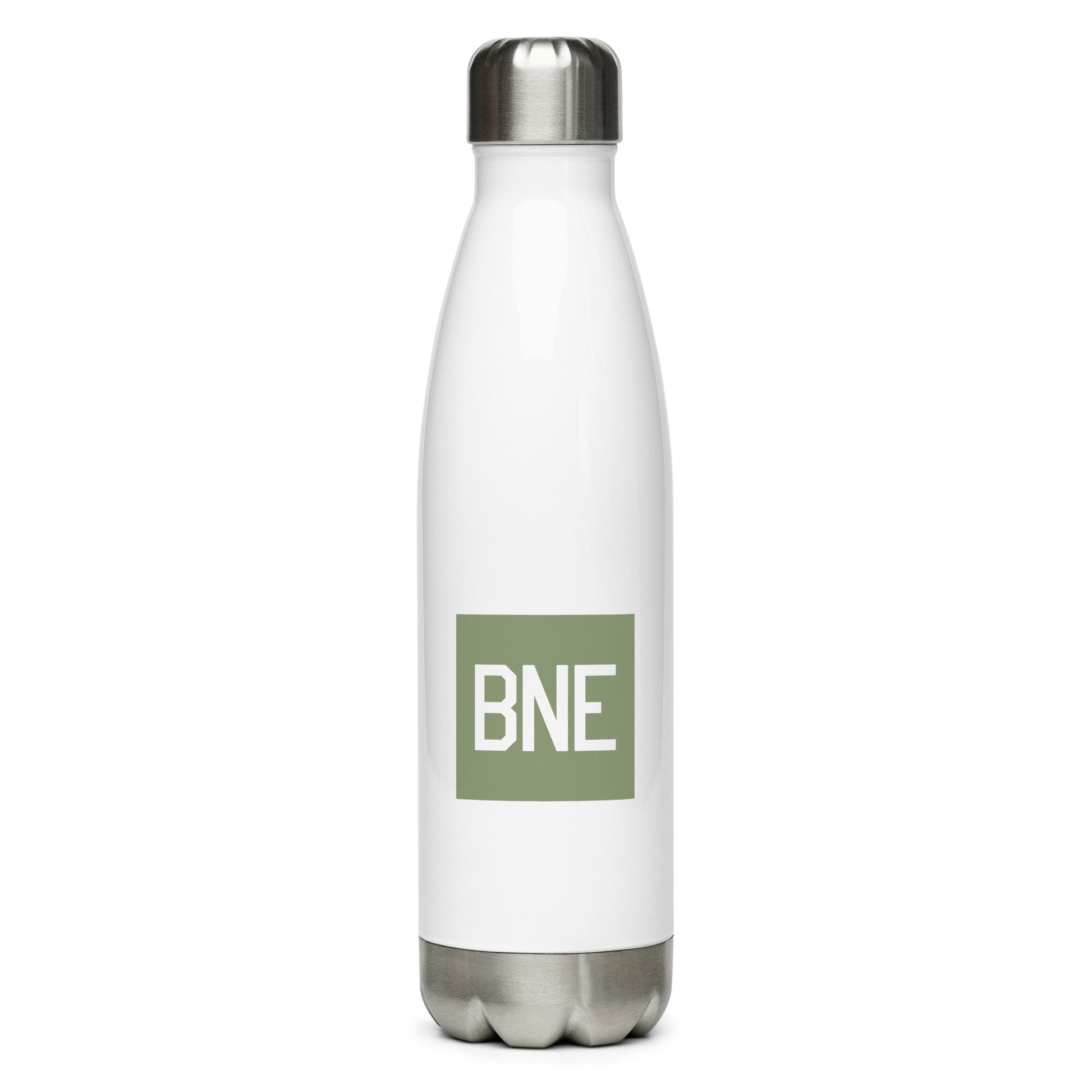 BNE Brisbane Water Bottle • Air Force Lettering in Camouflage Green • YHM Designs - Image 01