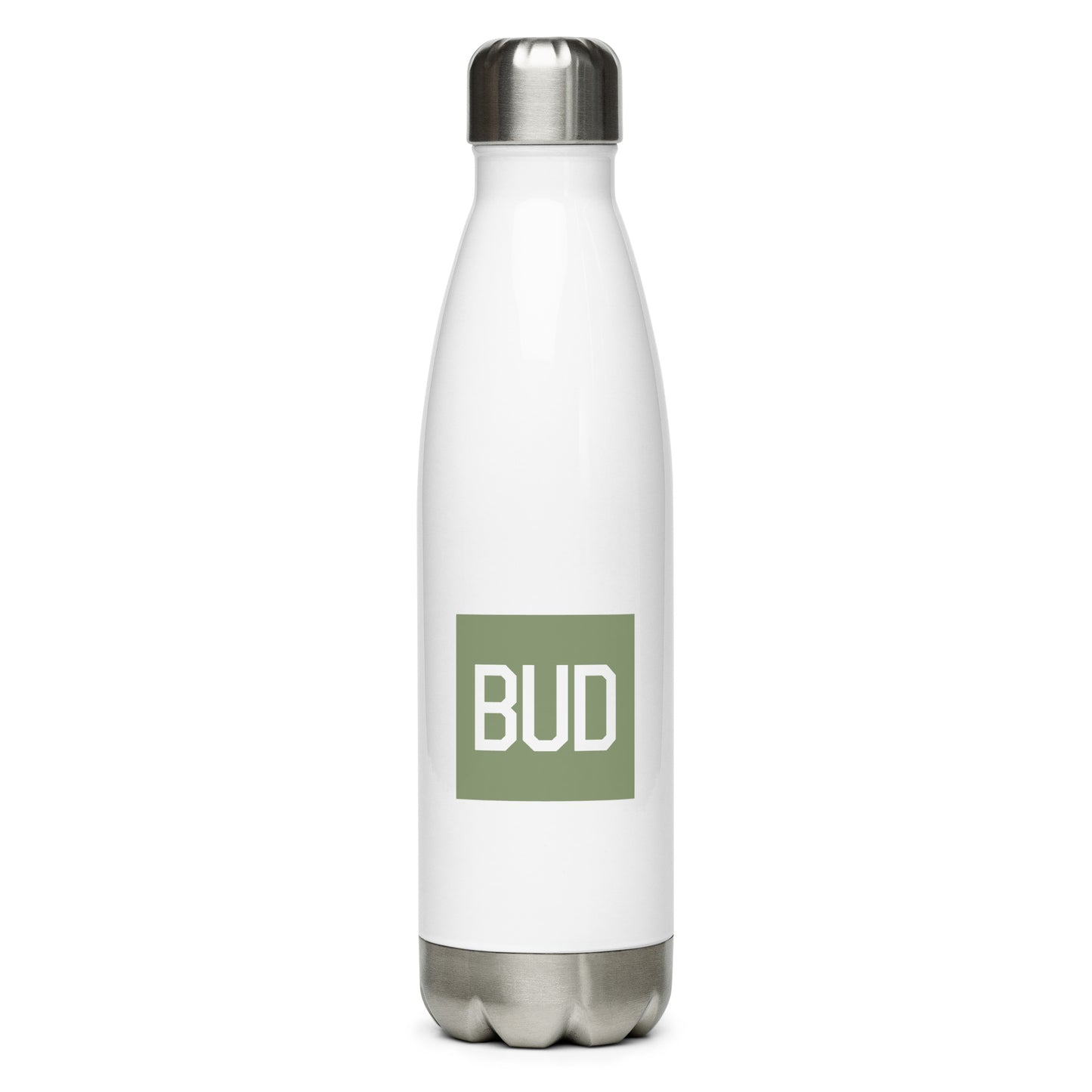 BUD Budapest Water Bottle • Air Force Lettering in Camouflage Green • YHM Designs - Image 01