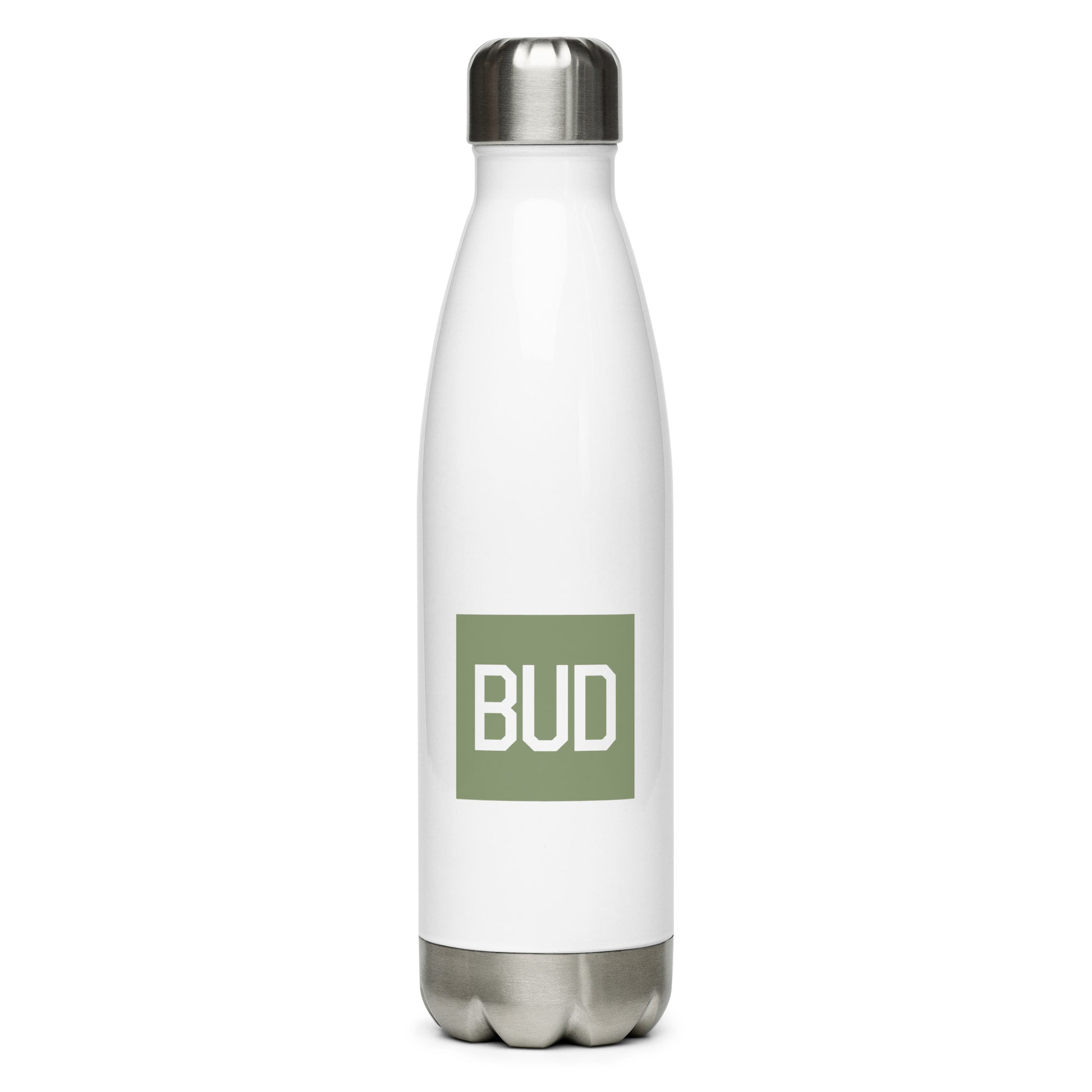 BUD Budapest Water Bottle • Air Force Lettering in Camouflage Green • YHM Designs - Image 01