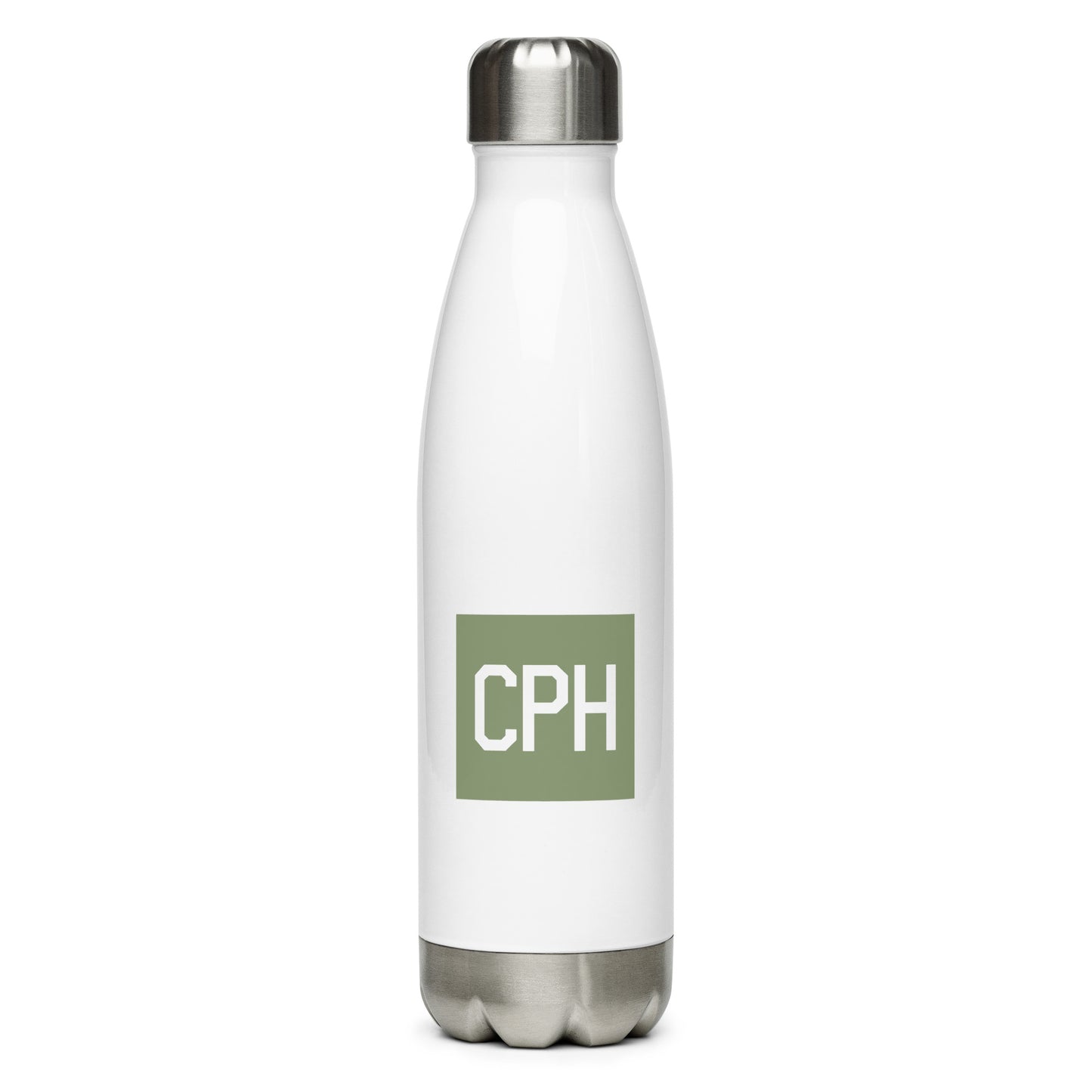 CPH Copenhagen Water Bottle • Air Force Lettering in Camouflage Green • YHM Designs - Image 01