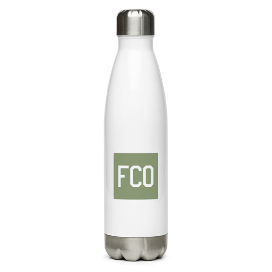 Aviation Gift Water Bottle - Camo Green • FCO Rome • YHM Designs - Image 01