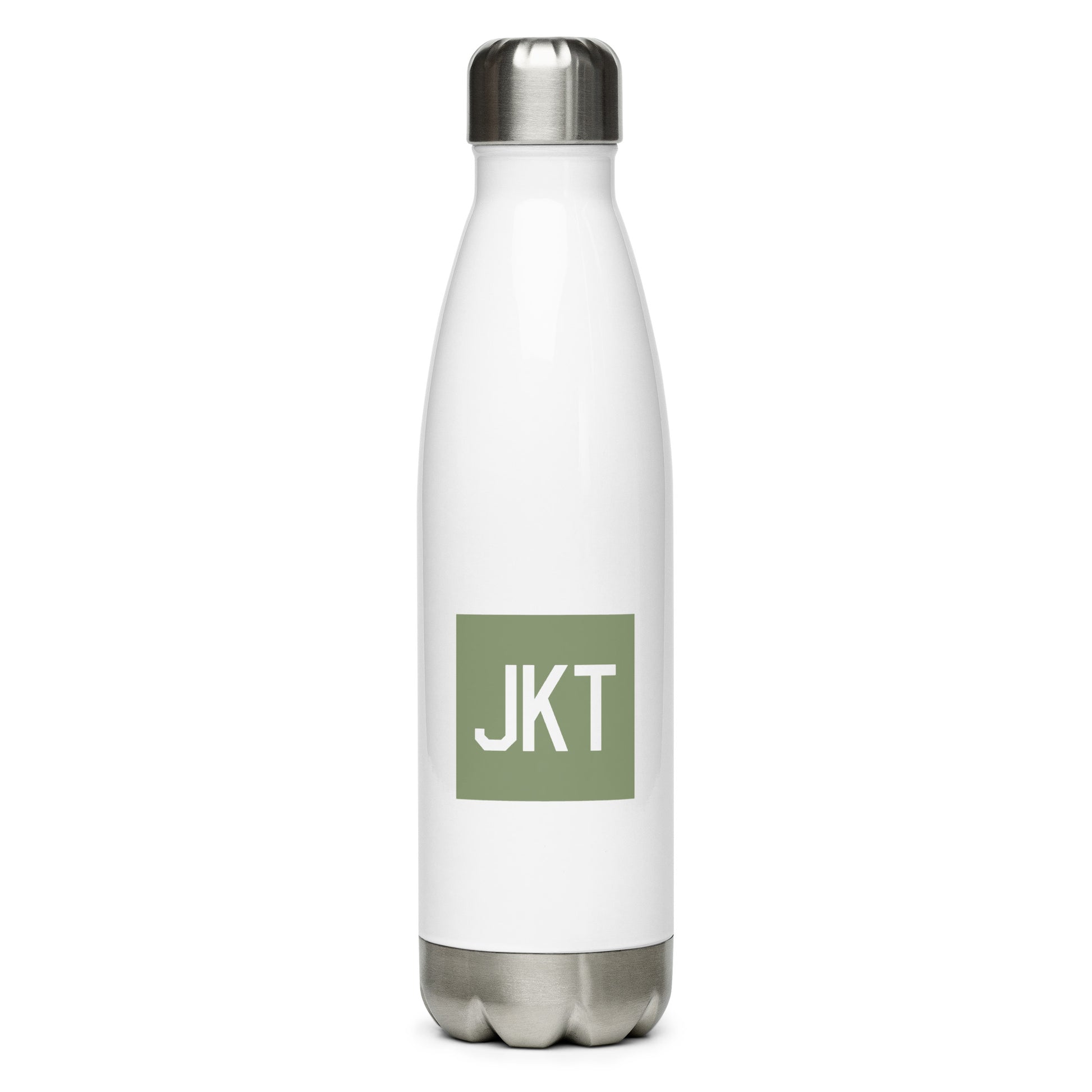 JKT Jakarta Water Bottle • Air Force Lettering in Camouflage Green • YHM Designs - Image 01