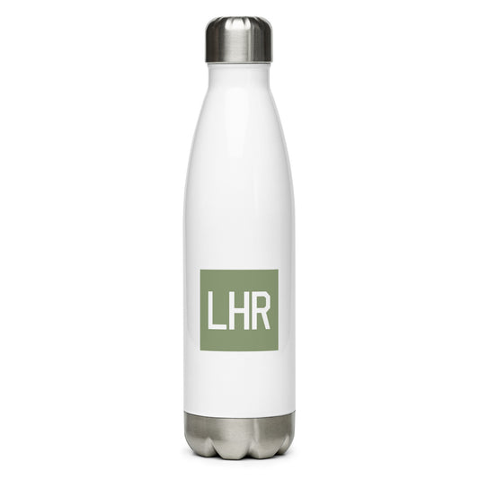 Aviation Gift Water Bottle - Camo Green • LHR London • YHM Designs - Image 01
