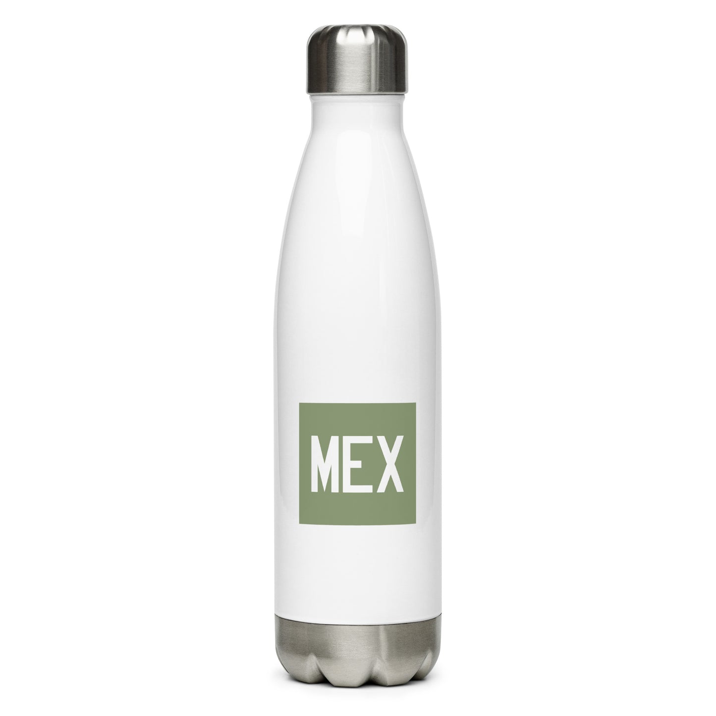 MEX Mexico City Water Bottle • Air Force Lettering in Camouflage Green • YHM Designs - Image 01