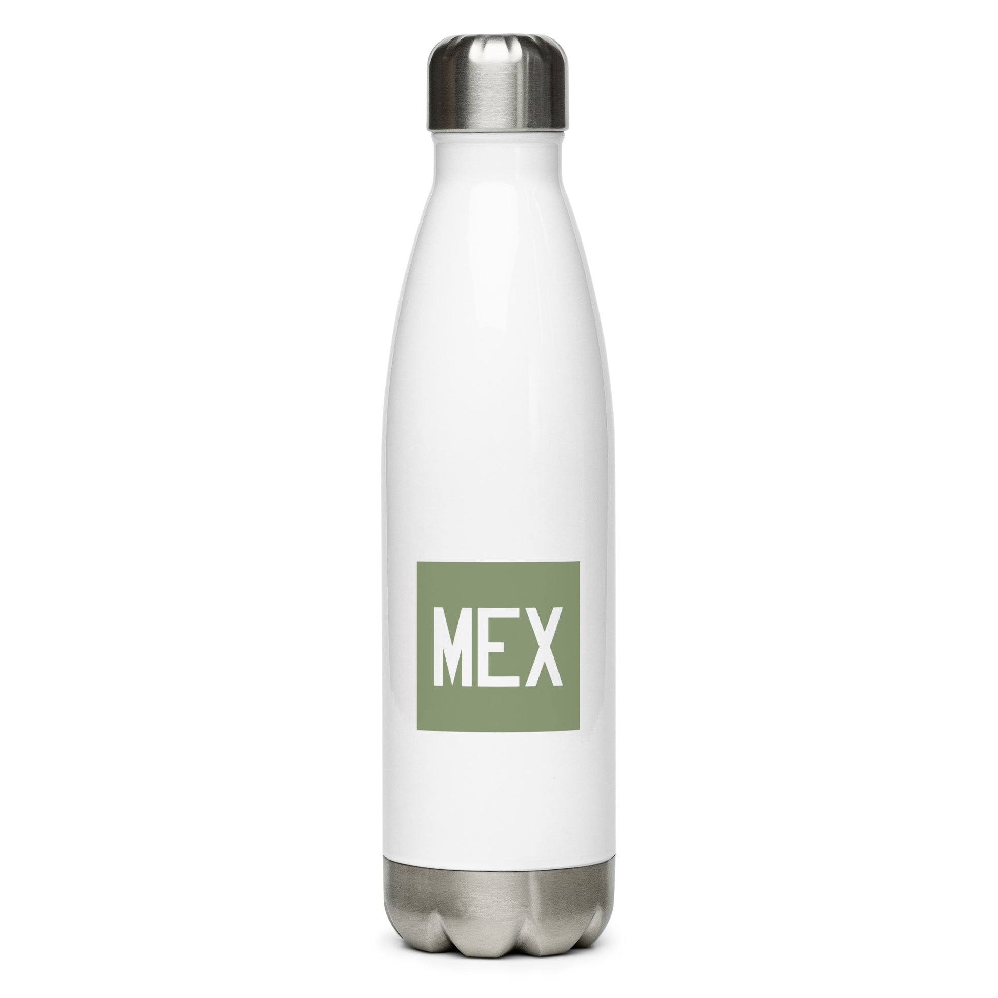 MEX Mexico City Water Bottle • Air Force Lettering in Camouflage Green • YHM Designs - Image 01