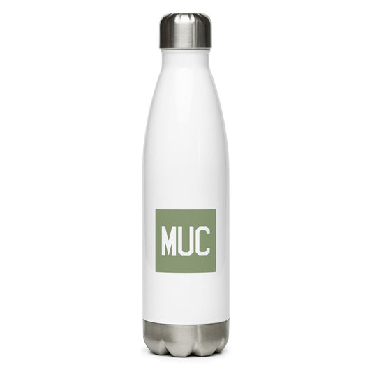 Aviation Gift Water Bottle - Camo Green • MUC Munich • YHM Designs - Image 01