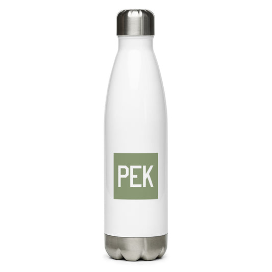 Aviation Gift Water Bottle - Camo Green • PEK Beijing • YHM Designs - Image 01