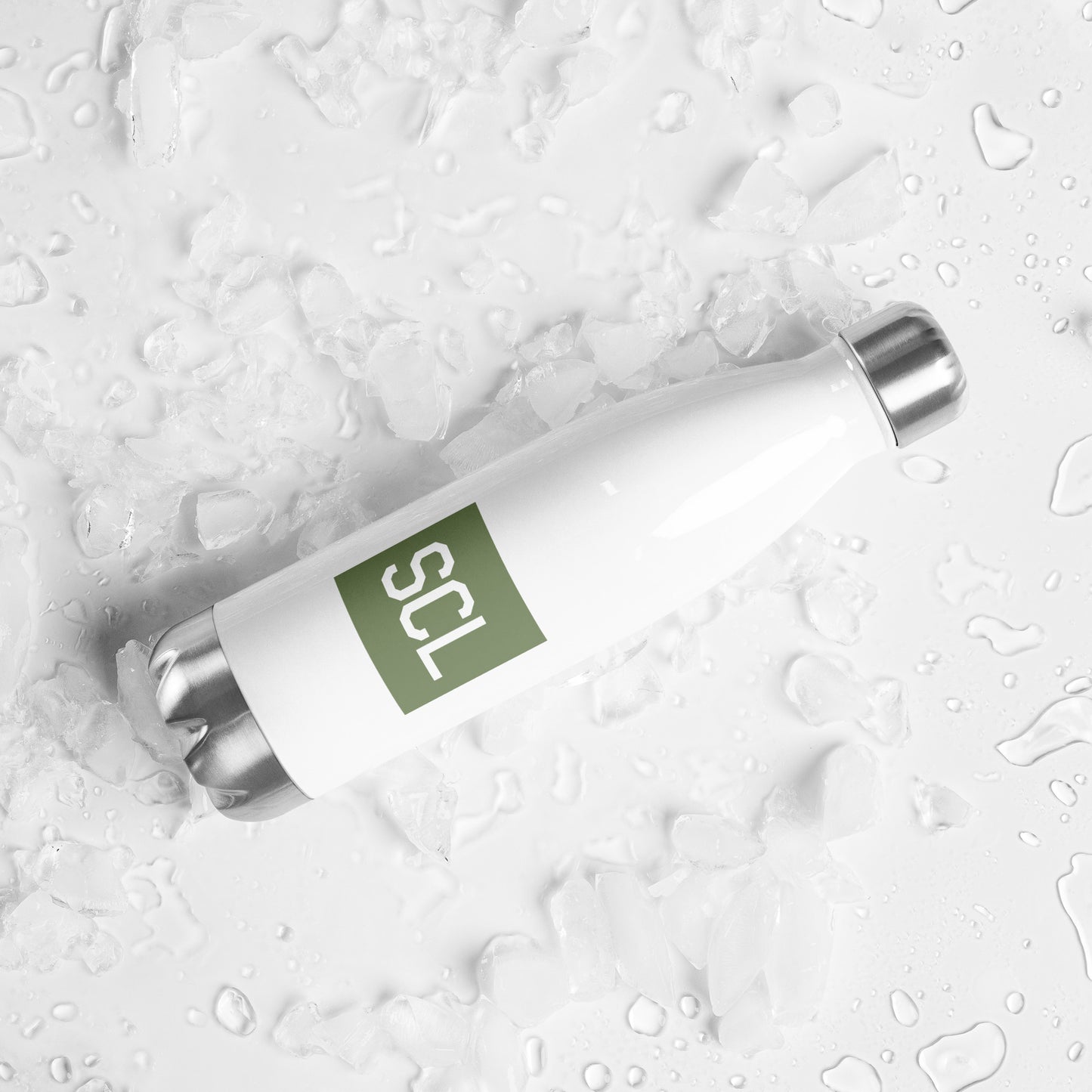 SCL Santiago Water Bottle • Air Force Lettering in Camouflage Green • YHM Designs - Image 05