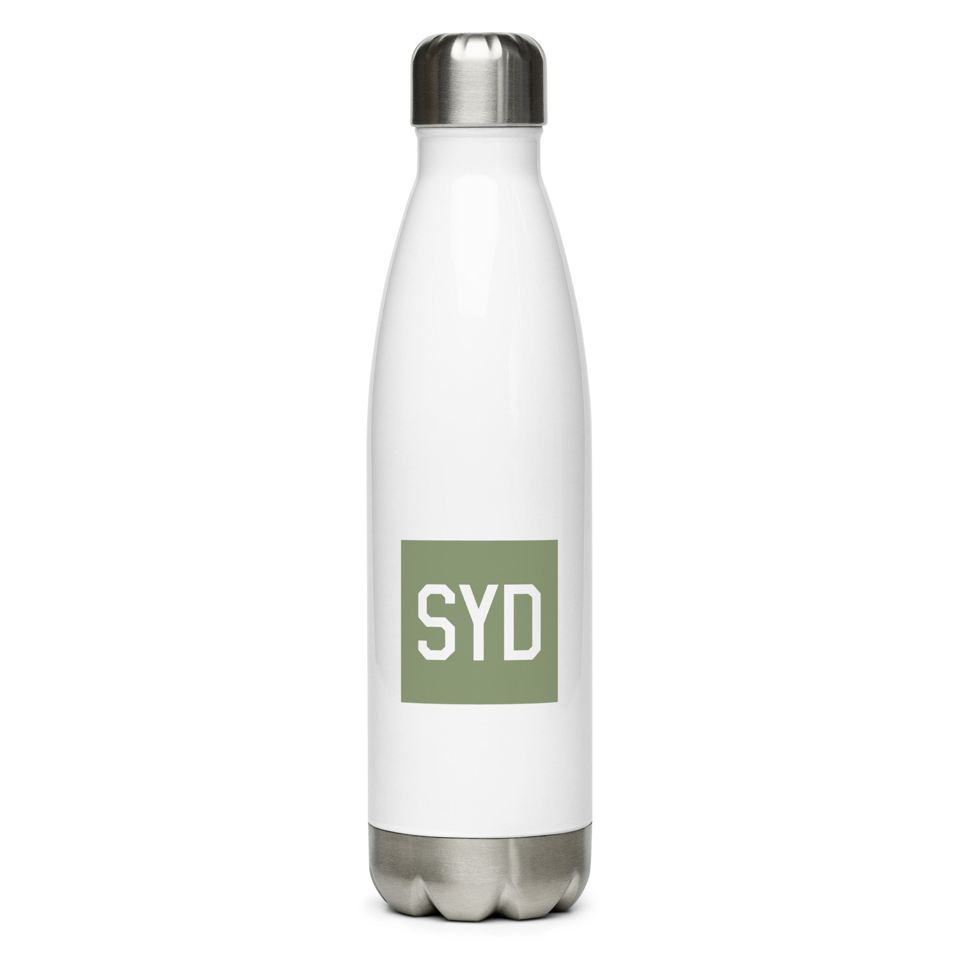 Aviation Gift Water Bottle - Camo Green • SYD Sydney • YHM Designs - Image 01