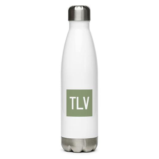 Aviation Gift Water Bottle - Camo Green • TLV Tel Aviv • YHM Designs - Image 01