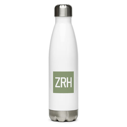 Aviation Gift Water Bottle - Camo Green • ZRH Zurich • YHM Designs - Image 01