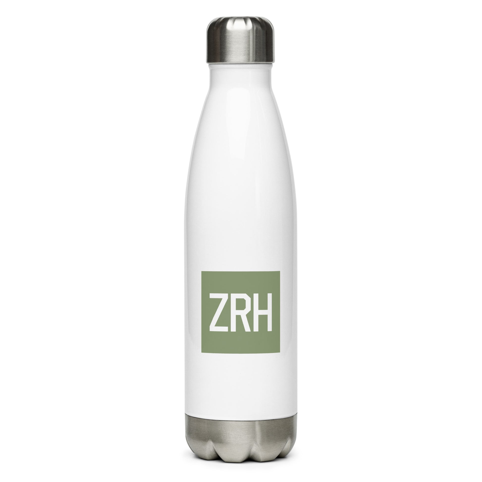 Aviation Gift Water Bottle - Camo Green • ZRH Zurich • YHM Designs - Image 01