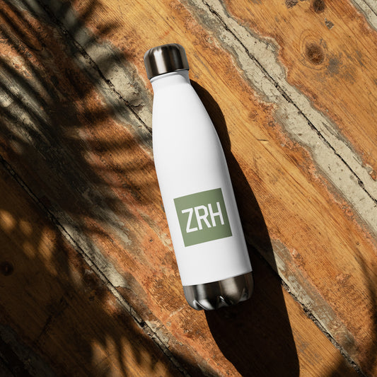 Aviation Gift Water Bottle - Camo Green • ZRH Zurich • YHM Designs - Image 02