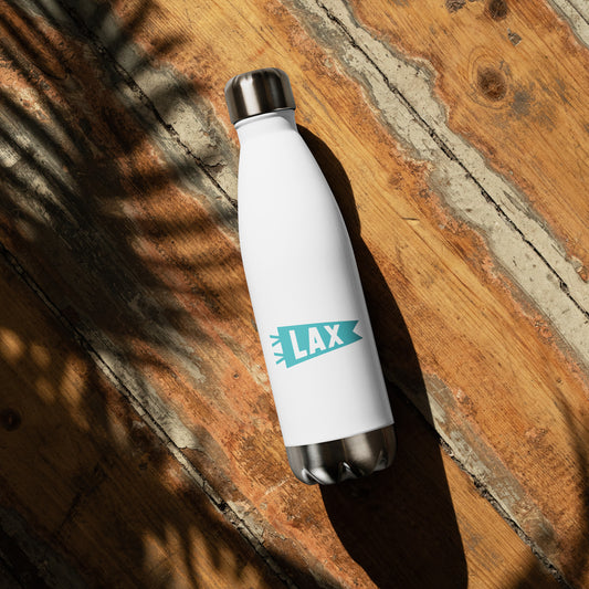Cool Travel Gift Water Bottle - Viking Blue • LAX Los Angeles • YHM Designs - Image 02