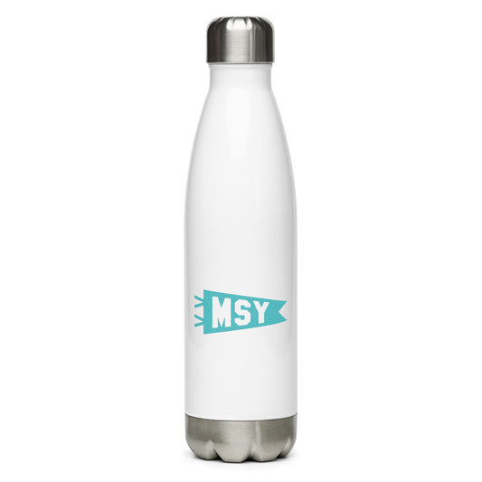 Cool Travel Gift Water Bottle - Viking Blue • MSY New Orleans • YHM Designs - Image 01