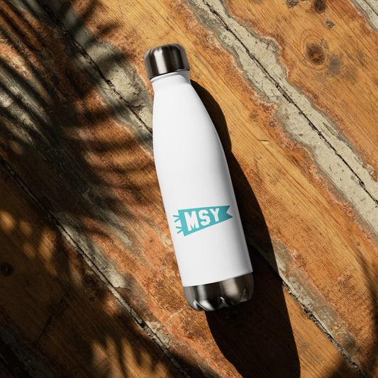 Cool Travel Gift Water Bottle - Viking Blue • MSY New Orleans • YHM Designs - Image 02