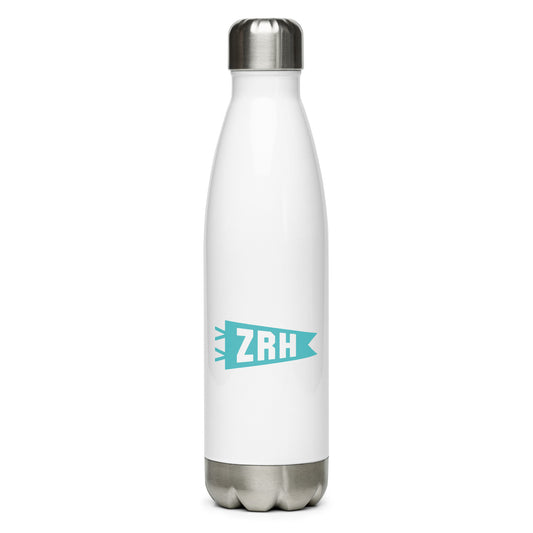 Cool Travel Gift Water Bottle - Viking Blue • ZRH Zurich • YHM Designs - Image 01