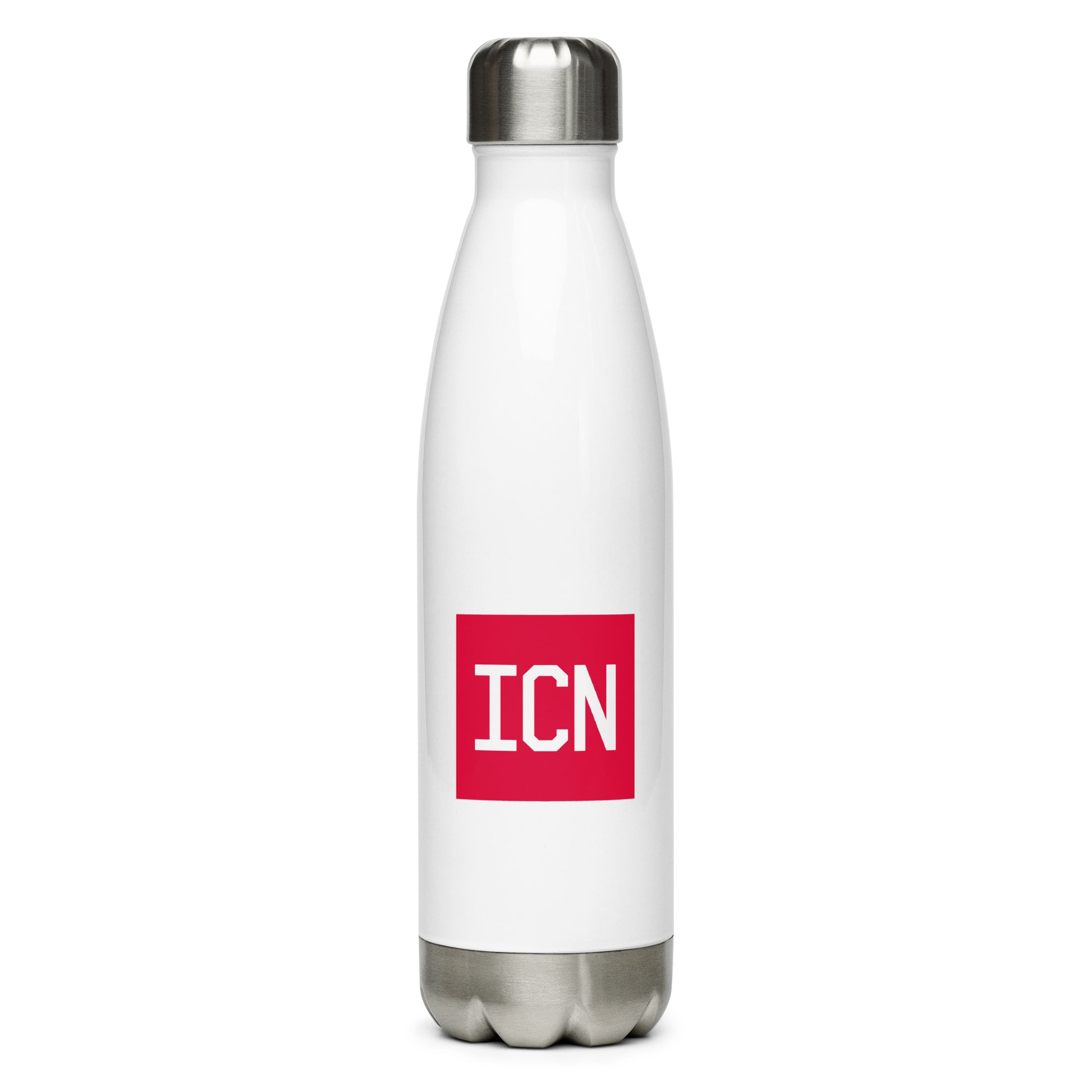 ICN Seoul Water Bottle • Air Force Lettering in Crimson Red • YHM Designs - Image 01