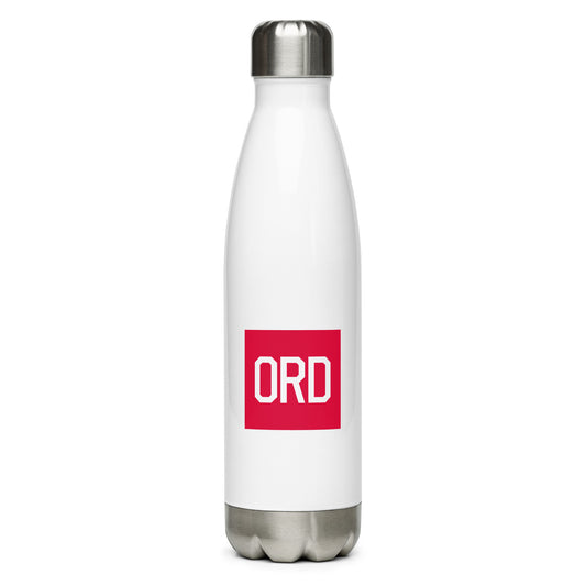 Aviator Gift Water Bottle - Crimson Graphic • ORD Chicago • YHM Designs - Image 01