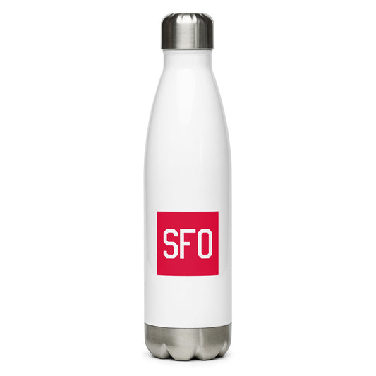 Aviator Gift Water Bottle - Crimson Graphic • SFO San Francisco • YHM Designs - Image 01