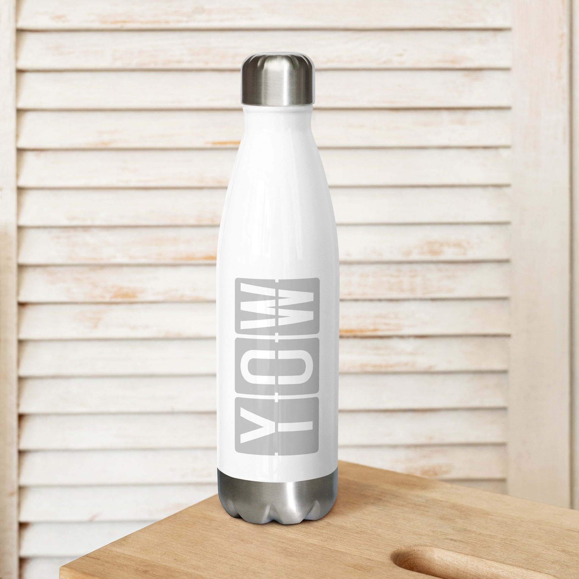 YOW Ottawa Water Bottle • Split-Flap Display Lettering in Grey • YHM Designs - Image 02