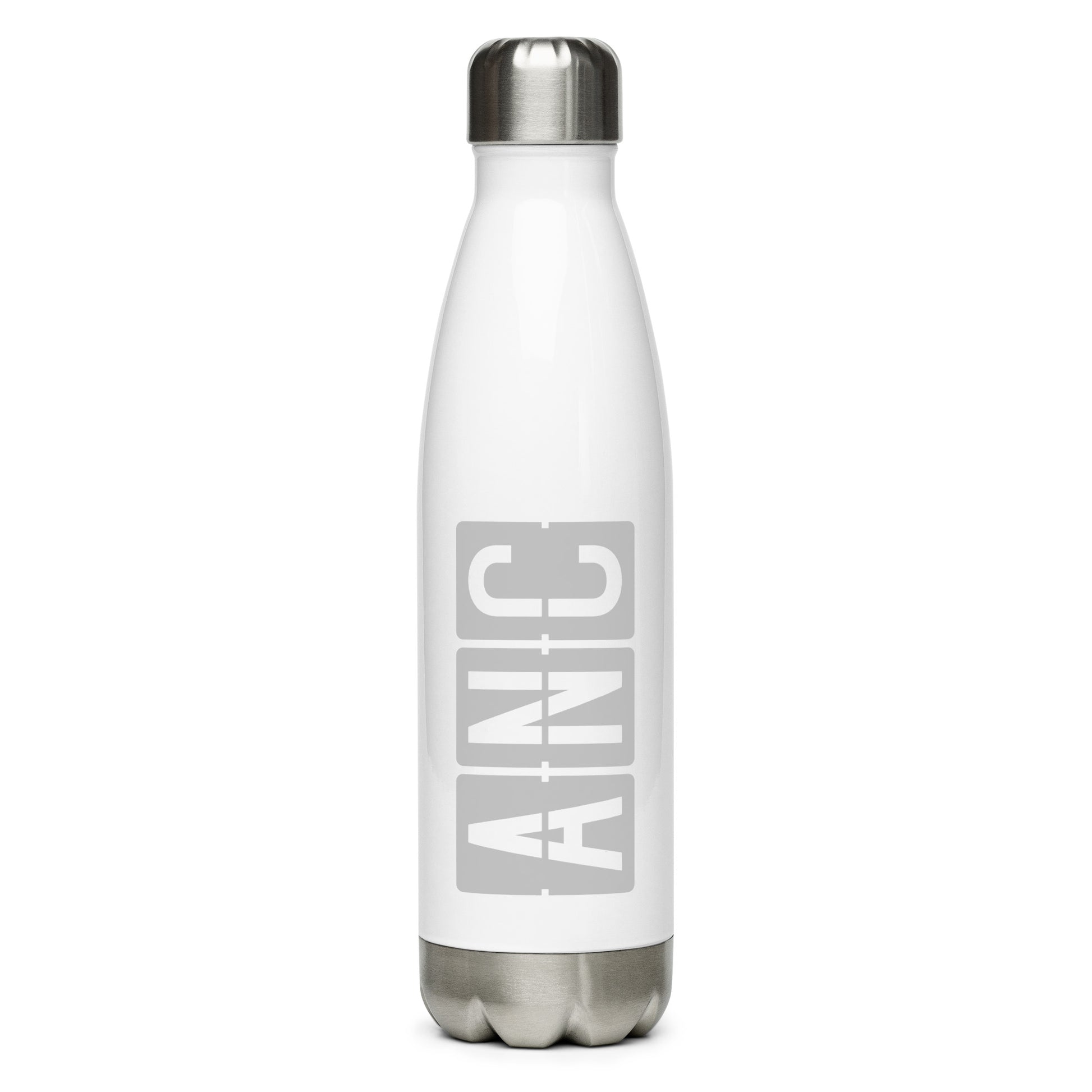 Split-Flap Water Bottle - Grey • ANC Anchorage • YHM Designs - Image 01