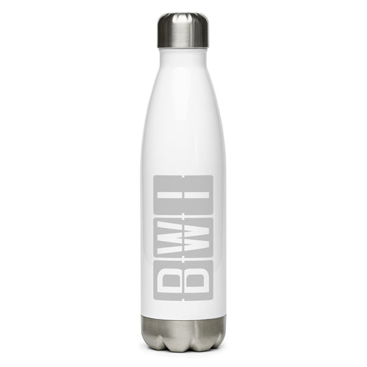 Aviation Avgeek Water Bottle - Grey • BWI Baltimore • YHM Designs - Image 01