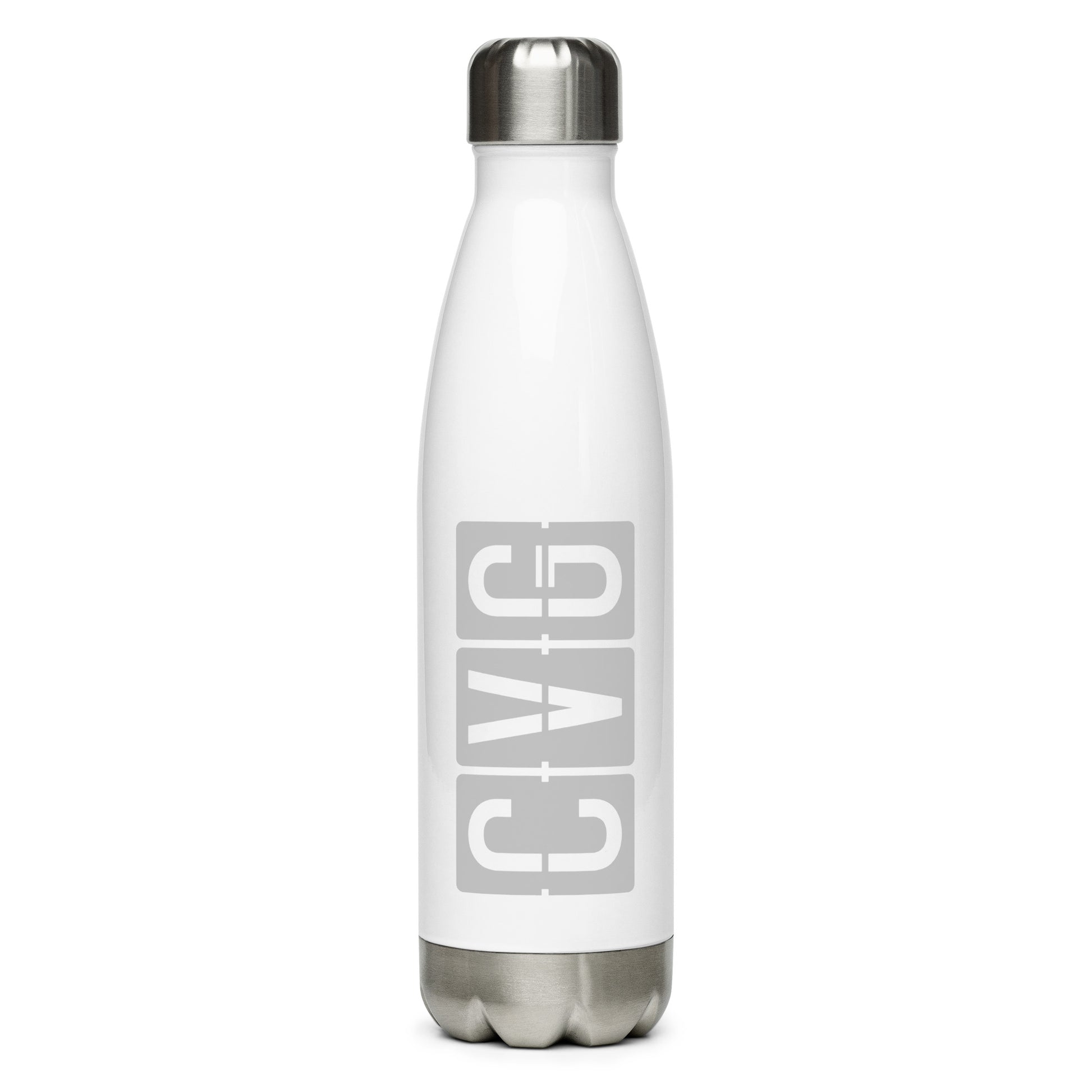 Split-Flap Water Bottle - Grey • CVG Cincinnati • YHM Designs - Image 01