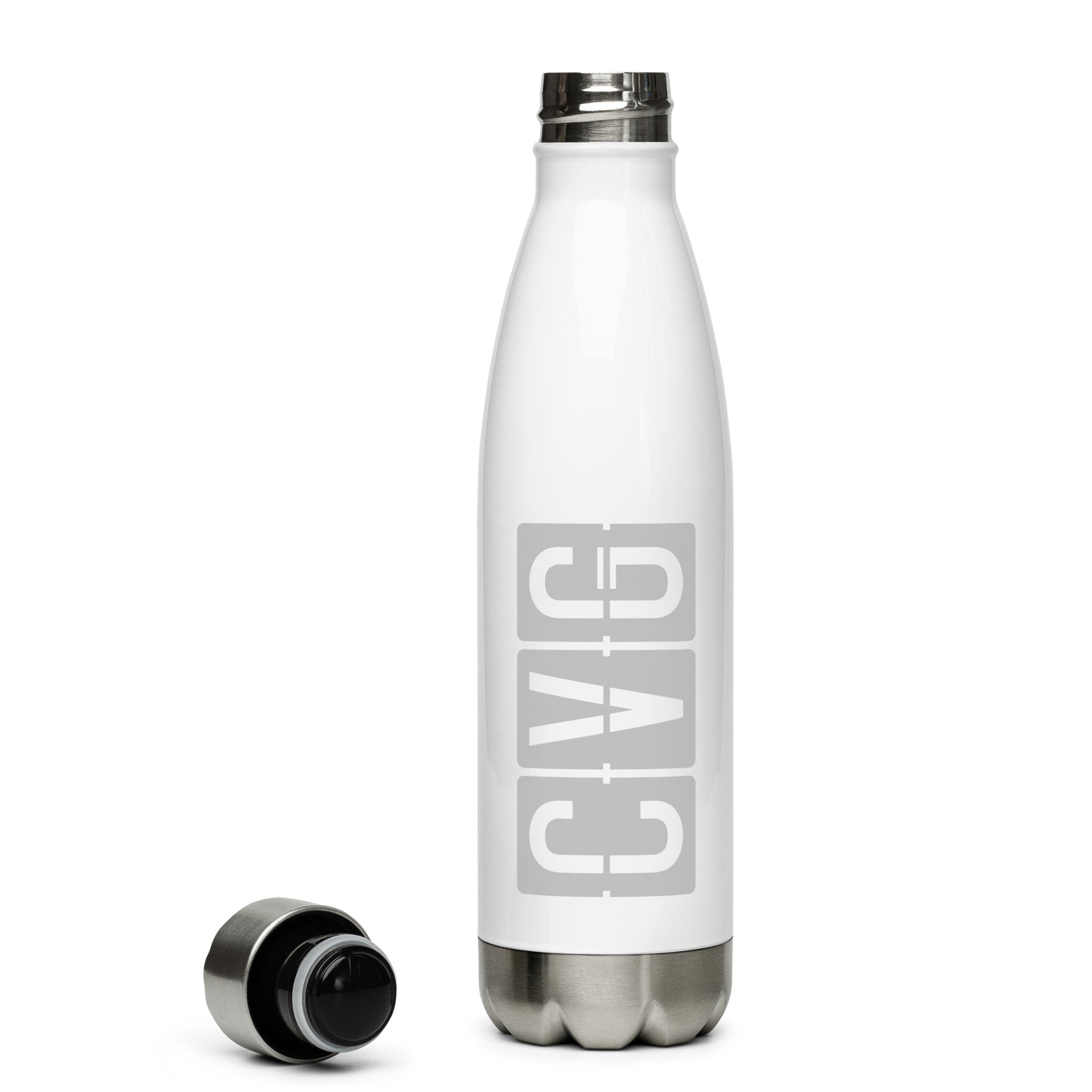 Split-Flap Water Bottle - Grey • CVG Cincinnati • YHM Designs - Image 06